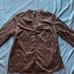 Embroidered button-down tunic